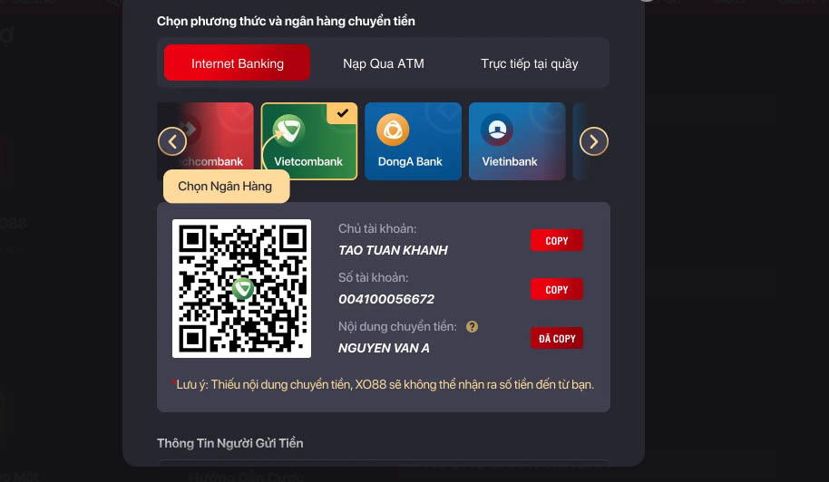 Nhiền lựa chọn hình thức thanh toán XO88 Nhiều hình thức thanh toán
